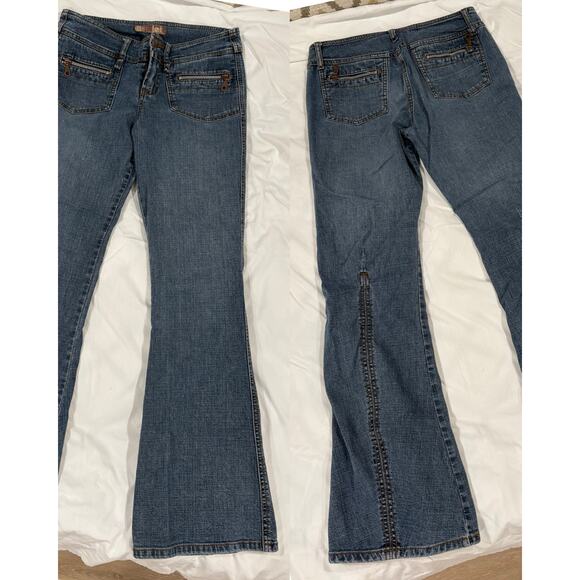 Y2K Vintage l.e.i. Flare Leg Low Rise Zipper Jeans Juniors Size 7 - Picture 1 of 7